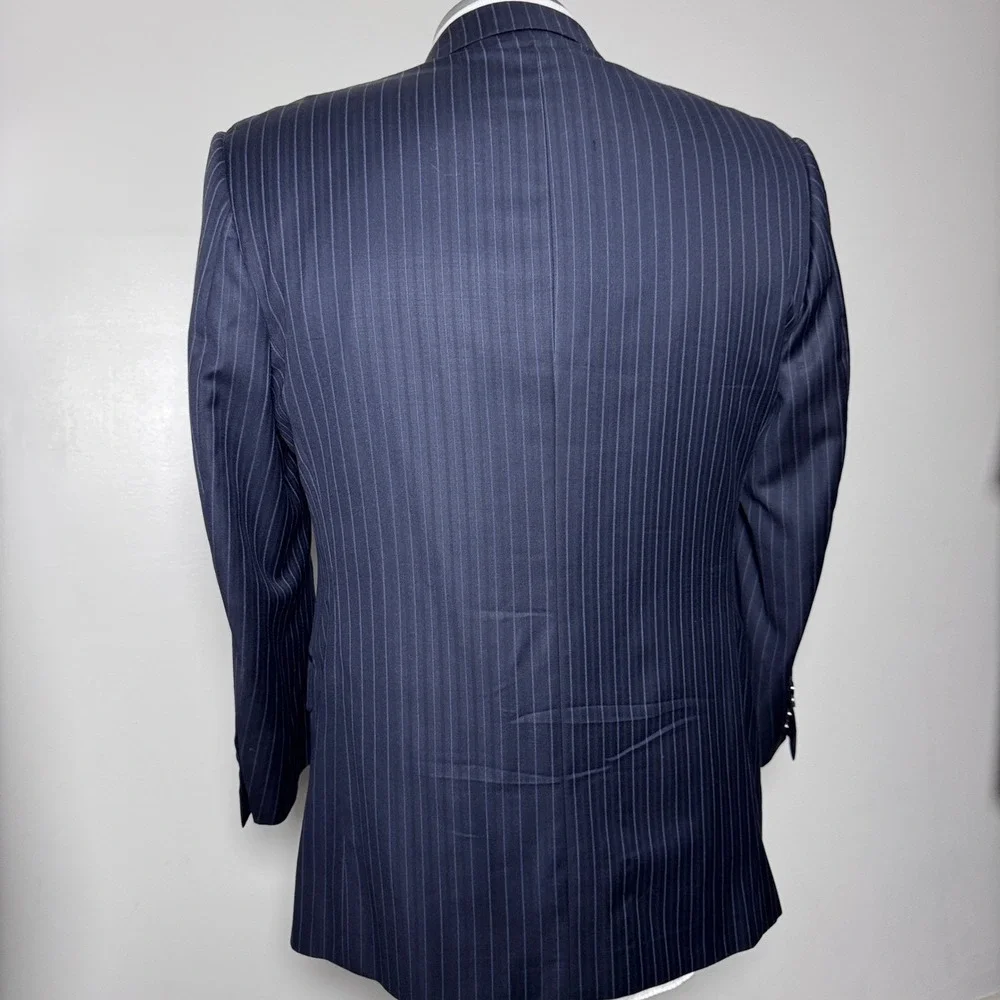 Lenny Scranton Suit Mens 44R 38x29 Navy Blue Pinstripe‎ Wool 2-Button